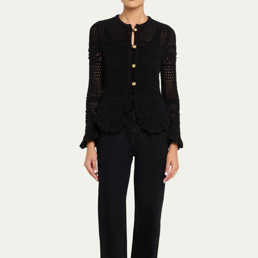 L'agence Kiva Black Crochet Cardigan Nwot